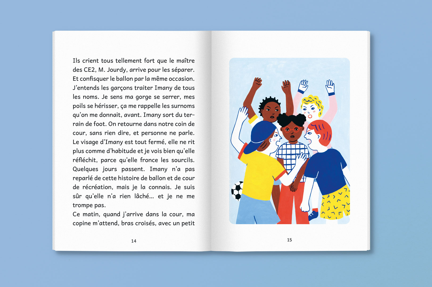Pages intérieures illustrées du roman jeunesse « Tous pour une ! » publié aux éditions Kilowatt