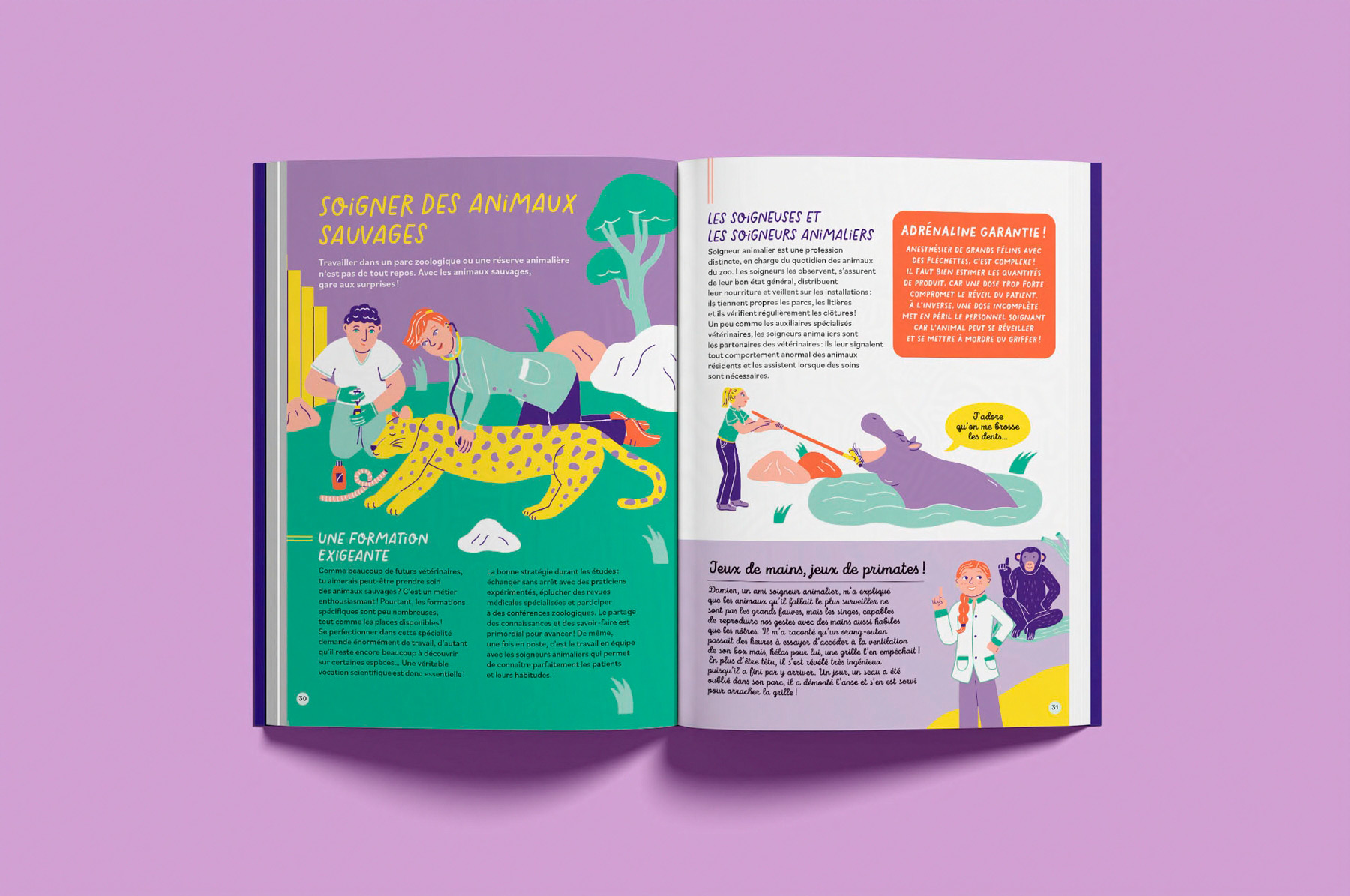 pages illustrées de l'album jeunesse documentaire Je rêve d'être vétérinaire paru chez Casterman
