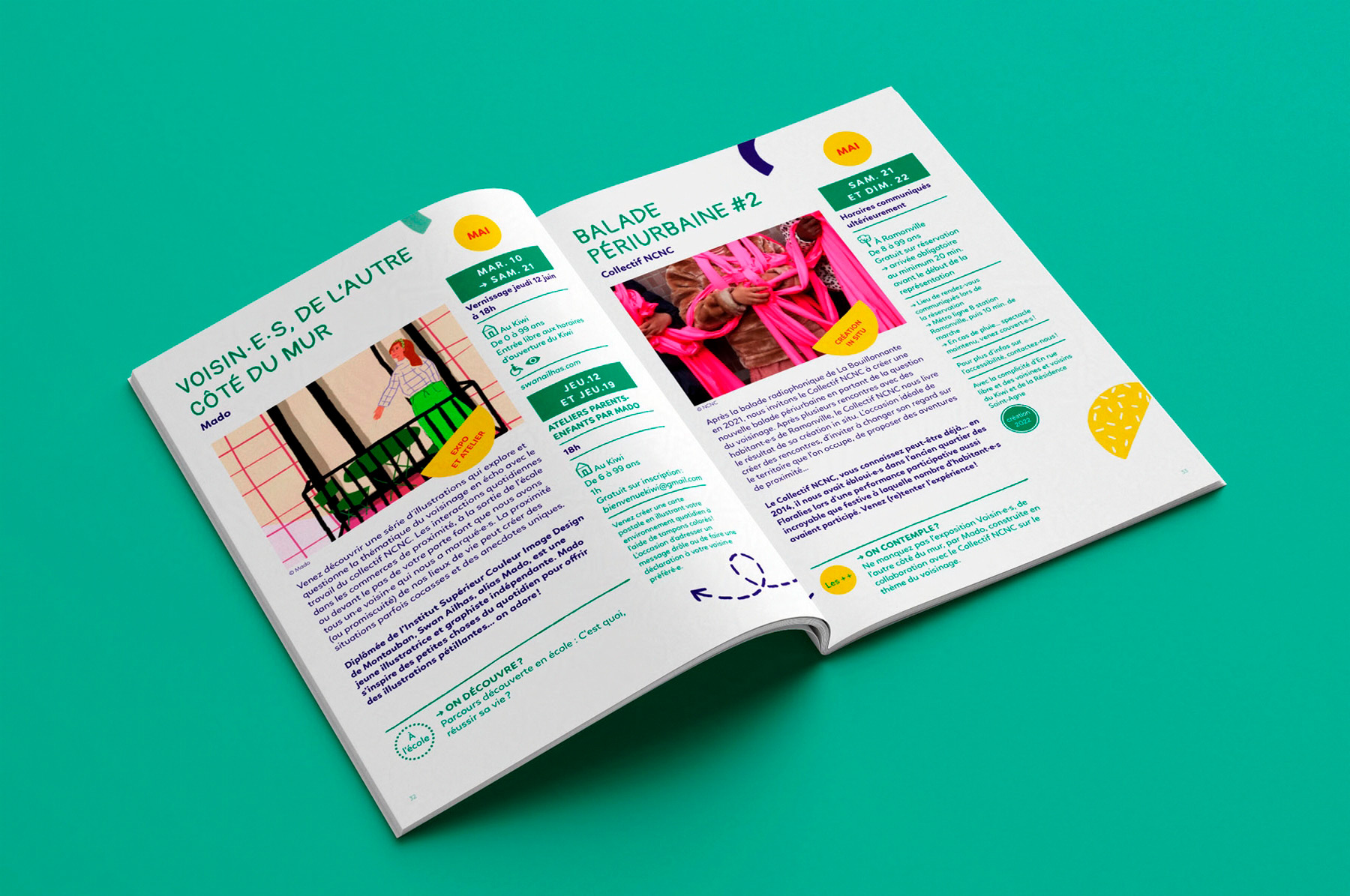 pages intérieures du programme culturel illustré du centre culturel Le Kiwi