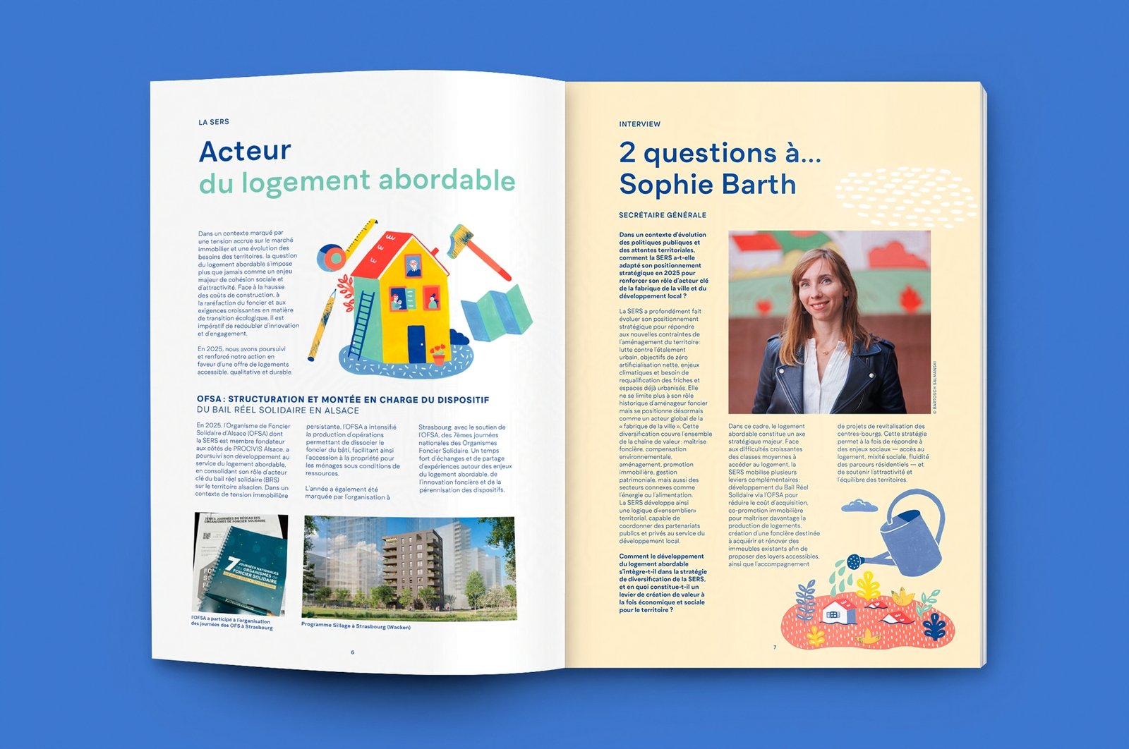 pages intérieures illustrées du rapport d'activité de la SERS à Strasbourg sur le logement abordable
