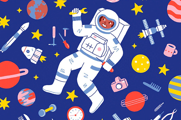 couverture de l'album jeunesse documentaire Dans la peau d'une astronaute paru chez Casterman