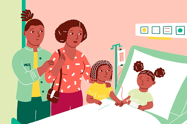 illustration de l'album jeunesse Ma sœur à l'hôpital publié par Hygée éditions