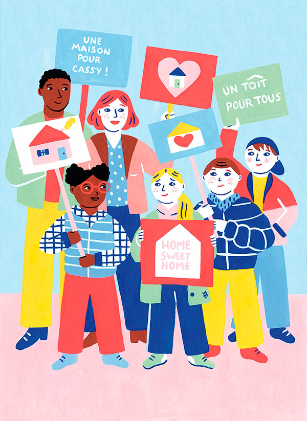 illustration à la peinture de un toit pour tous, roman jeunesse publié par la maison d'édition Kilowatt