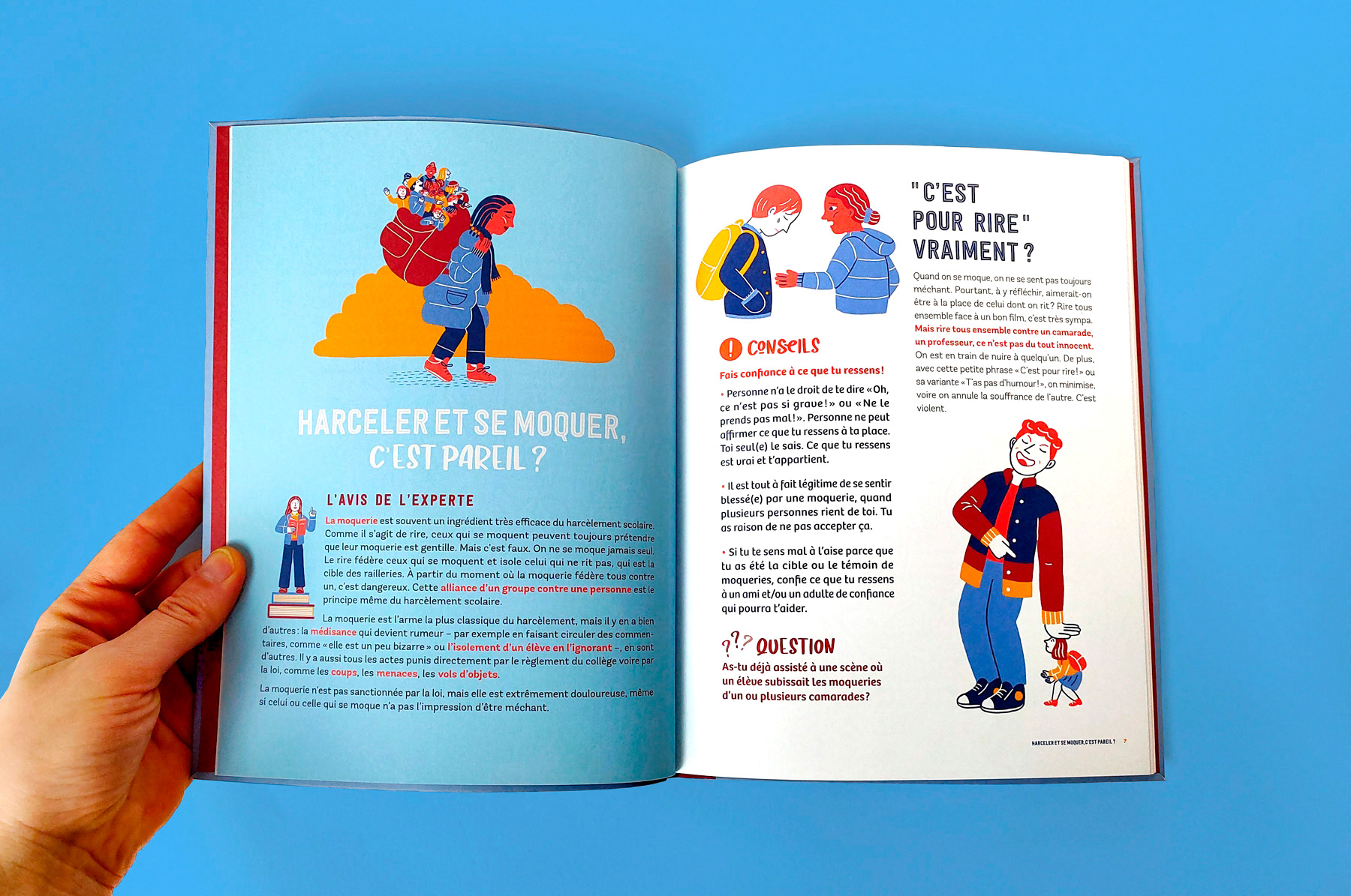 harceler et se moquer, c'est pareil ? : pages intérieures du livre jeunesse Le harcèlement et (pas) moi paru chez Hygée éditions