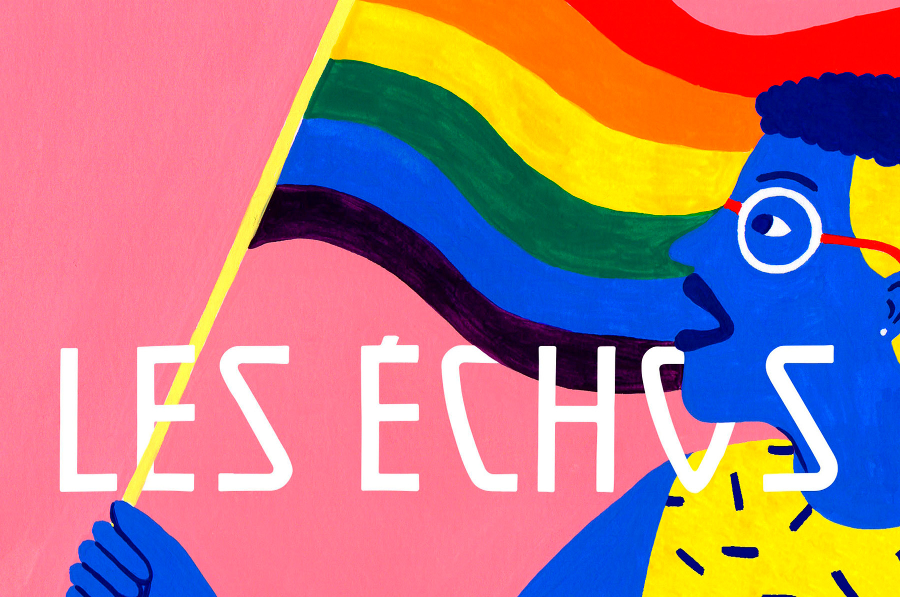 illustration d'une personne tenant un drapeau LGBTQIA+